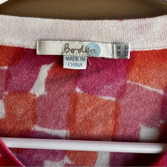 Boden Colorful Geometric Print Button Front Cardigan Sweater - Size 12 - Picture 2 of 4